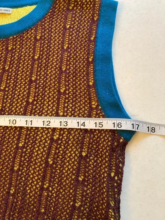 Rachel Comey Colorblock Textured Knit Crop Top - Teal, Burgundy, Yellow - Picture 5 of 6